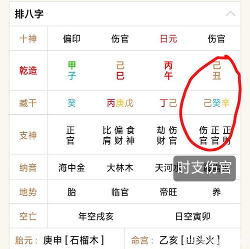 时柱伤官坐偏印是什么意思