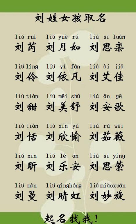 刘观姓女孩起名大全