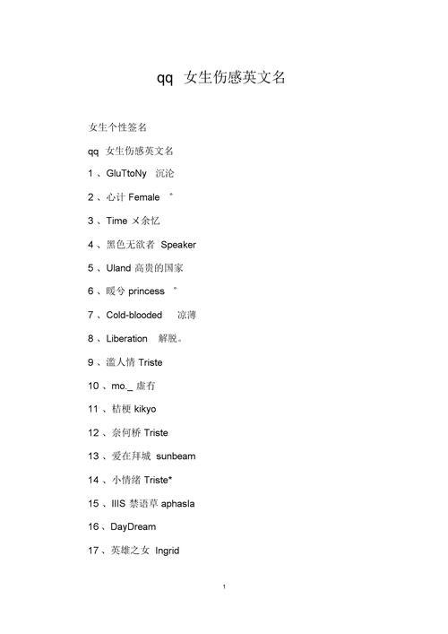 qq英文名
