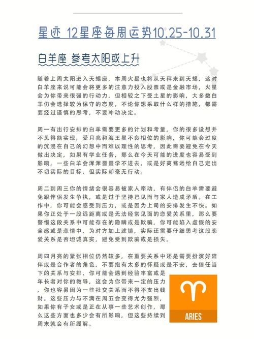 狂月天时 十二星座一周运势10.25-10.31