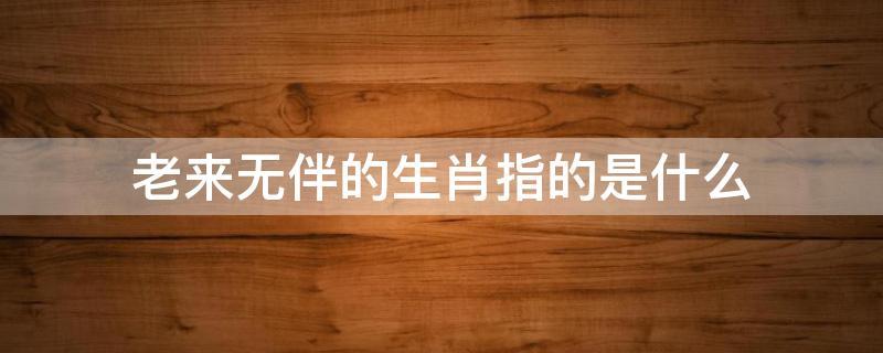 老来无伴是哪个生肖