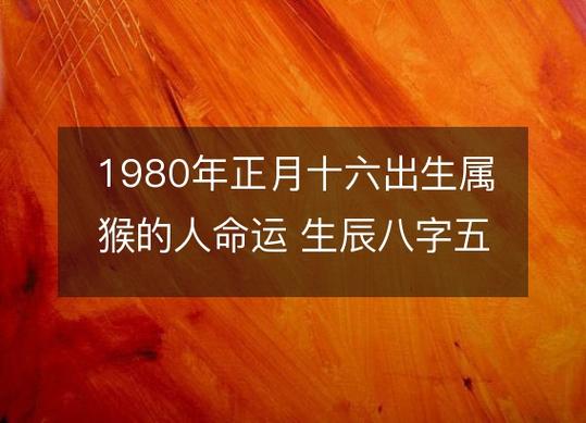 1980年属猴男一生命运