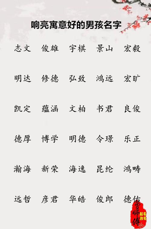 男孩取名字寓意好的字免费