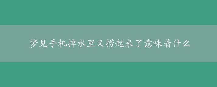 梦见手机掉水里又捞起来了意味着什么