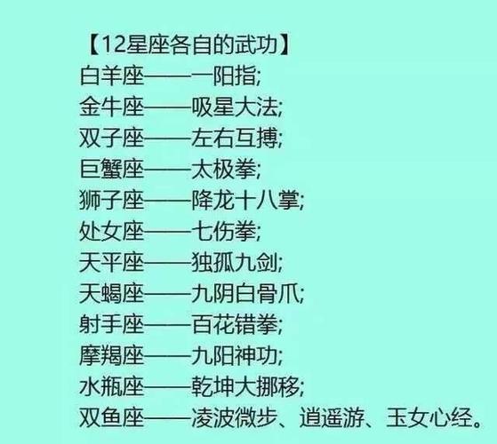 十二星座武术排名