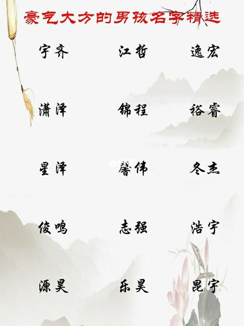 国字辈豪气大方的男孩名字