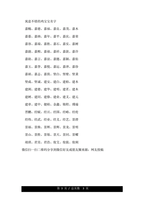 属鸡宝宝取名适用的字