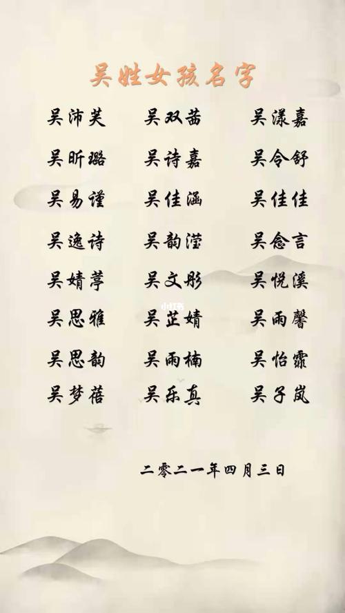 姓吴的女孩名字应该叫什么好听温暖有好的内涵
