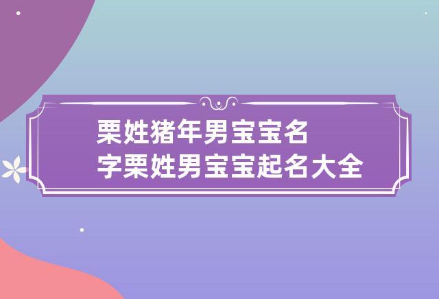 姓栗男宝宝名字大全超好听的有哪些