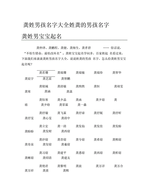 龚姓男孩取什么名字