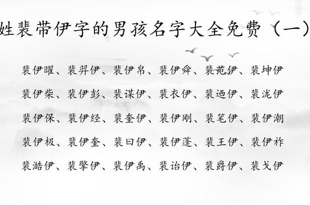 8月出生裴姓男宝宝名字