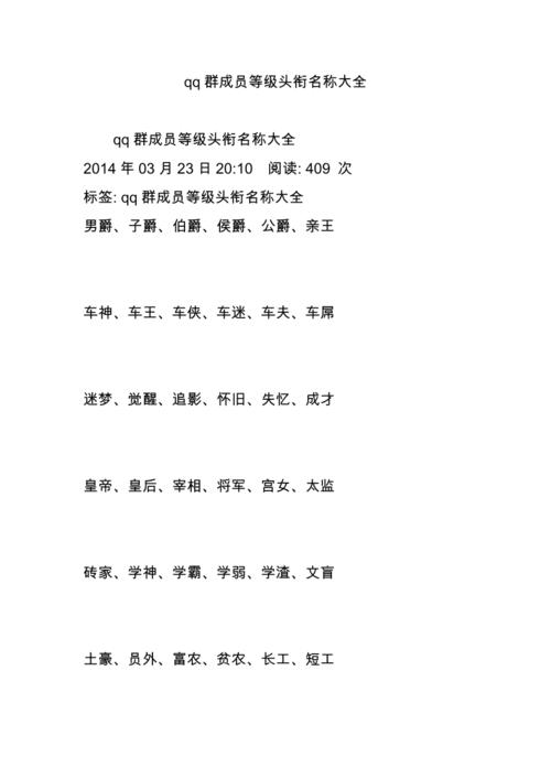 qq群专属头衔名字