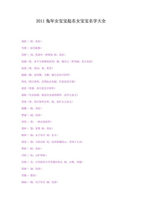 晏姓兔年女宝宝名字