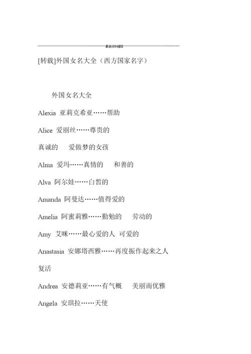 欧洲好听的名字