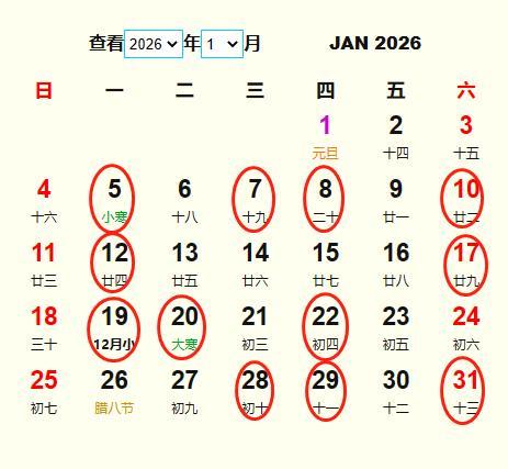 2022年农历十二月的黄道吉日