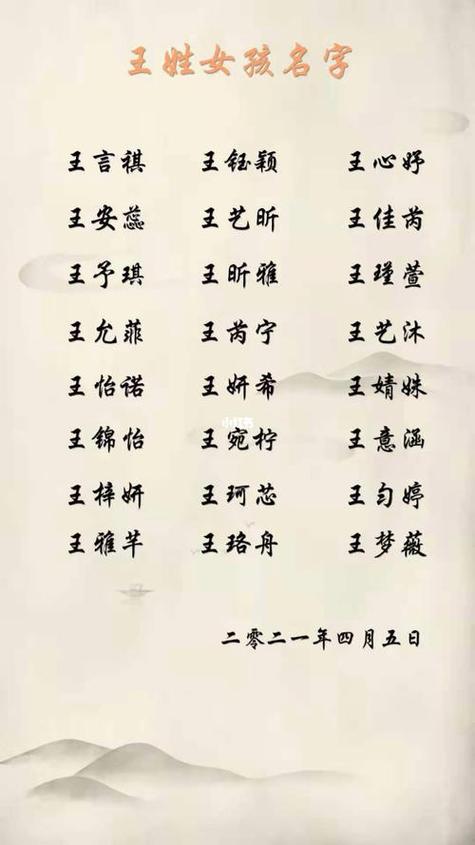 女生姓王两个字好听的名字