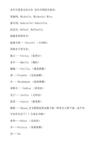 女生甜甜英文名最可爱的有哪些