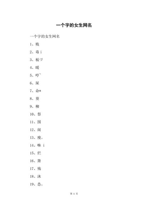 好听的一个字名字女孩