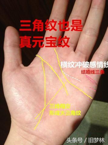元宝纹三角纹手相图解