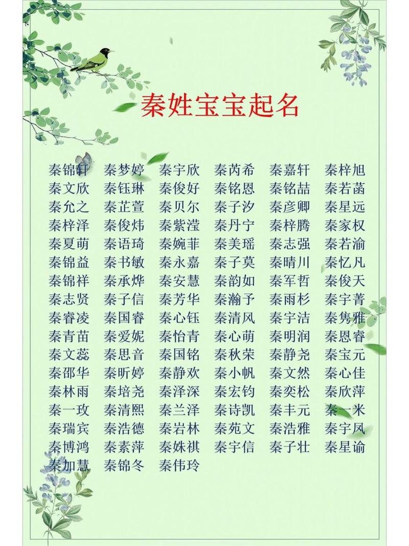 姓秦的女孩名字可爱点的有哪些比较好