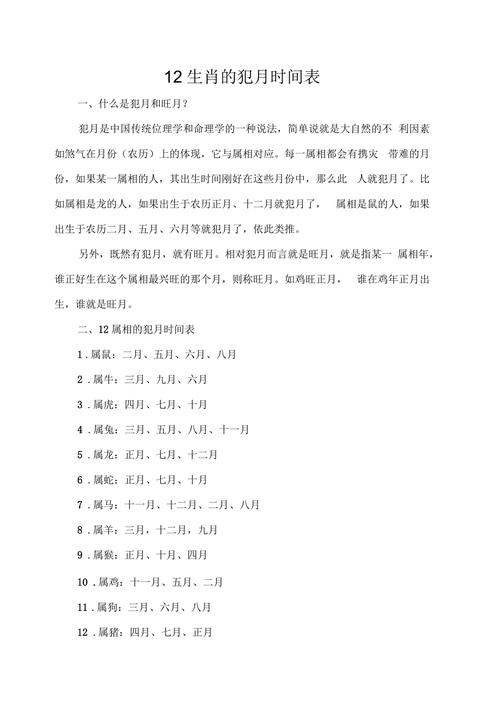 属相犯月是啥意思