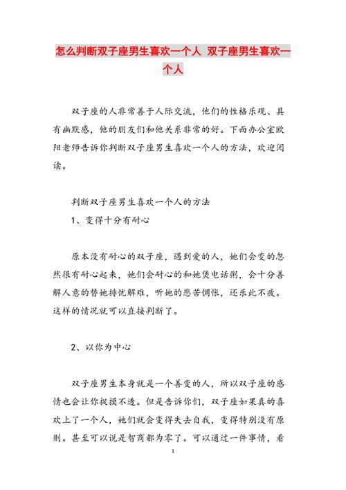 双子座男生爱上一个人的过程