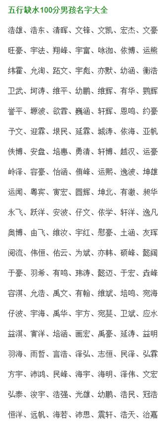 男孩命中缺水起什么名字好