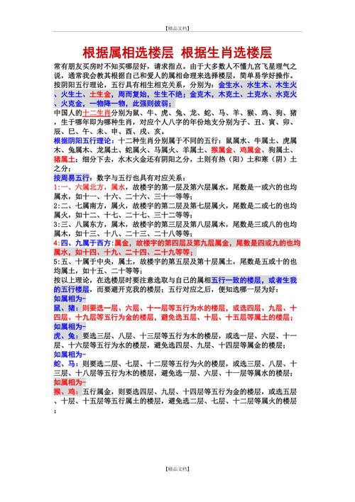12属相与楼层详细解析
