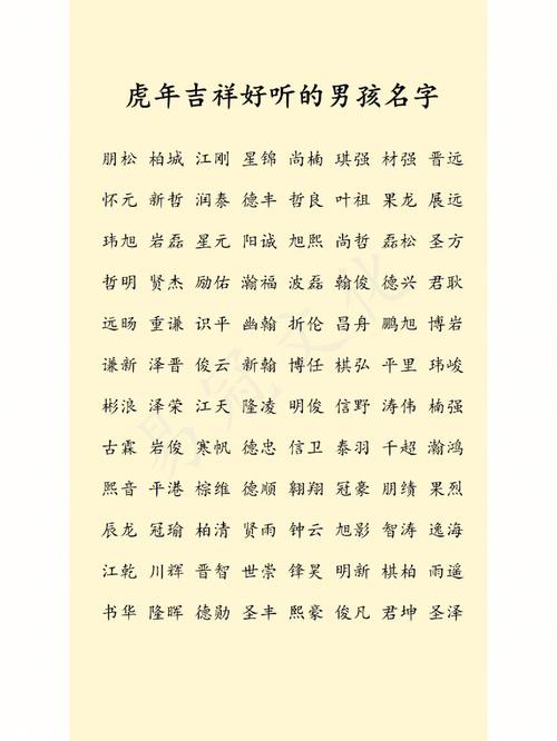 寓意朝气蓬勃的男孩名字虎年
