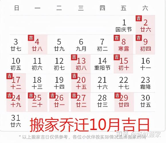 10月份哪天搬家最好2023