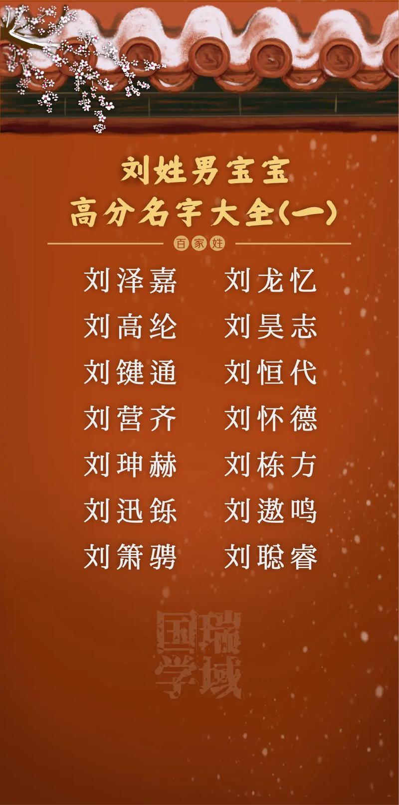 刘姓男孩取名大全
