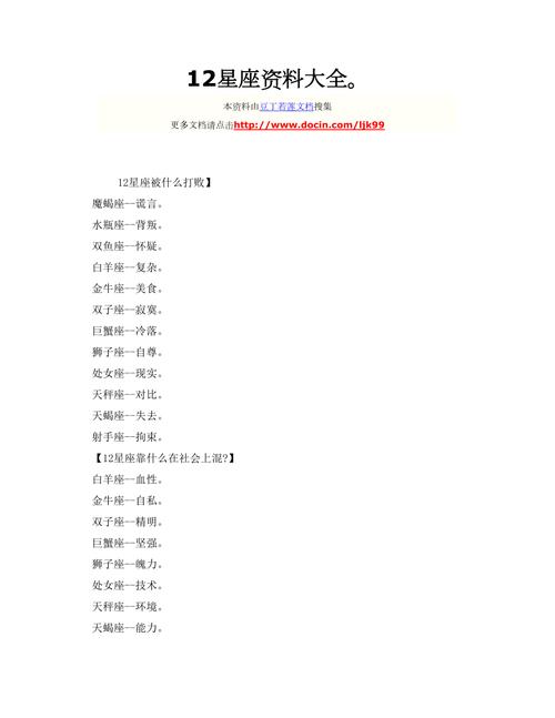 12星座详细资料大全