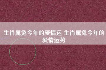 属兔女生最好的爱情观念
