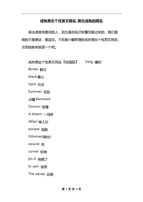 qq网名男生英文 qq网名男生英文阳光