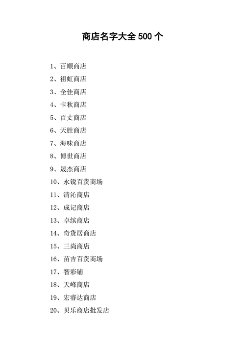 商铺取名字大全