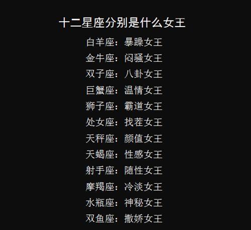 十二星座女闷骚排行