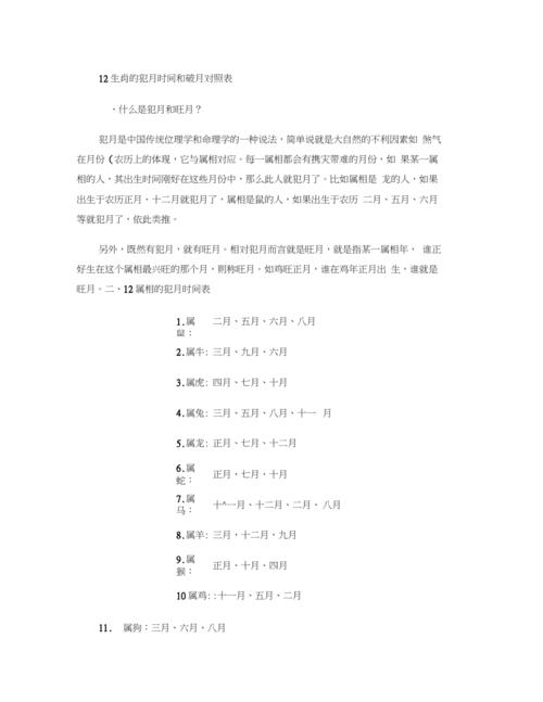 属兔的犯月和旺月是什么时候