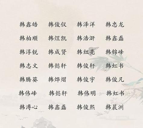 姓韩的男孩名字,姓韩的男孩名字帅气一点的