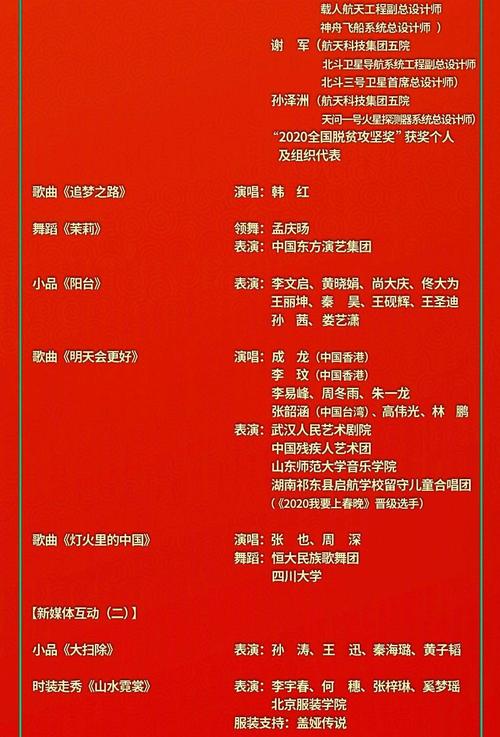 2021年牛年春节联欢晚会节目单