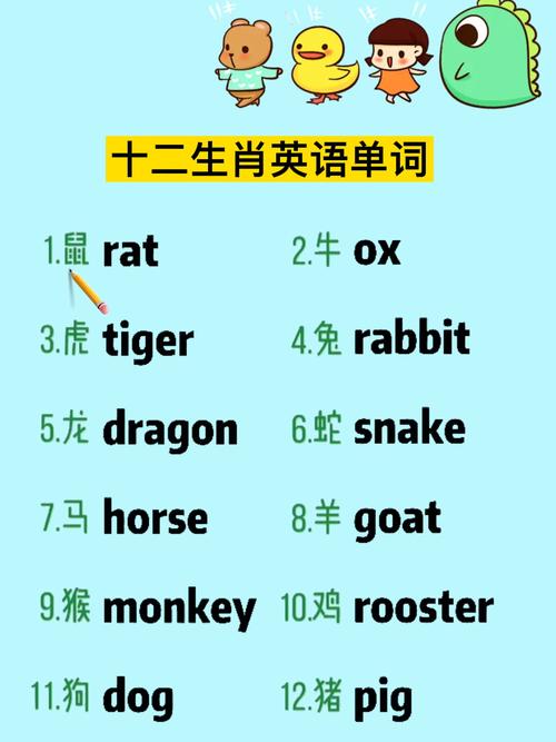 12生肖所对应的英文说法