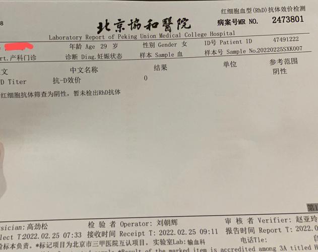 rh阴性血抗D效价8