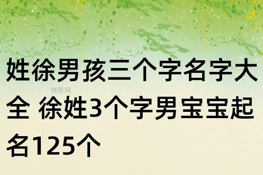徐氏男孩最新版好名字