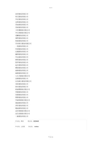 2021年注册公司名字大全服装
