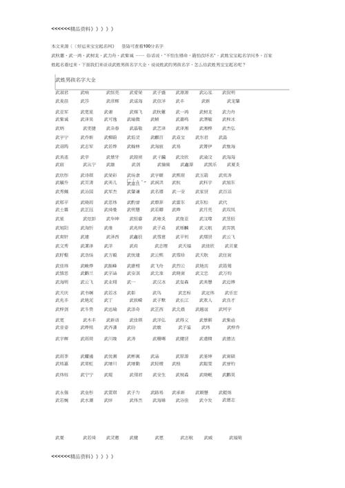 姓武男孩取什么名字好