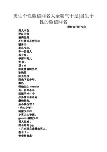霸气高冷微信名字大全男