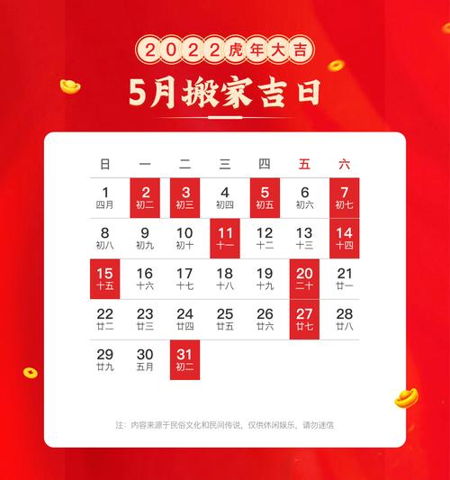 五月乔迁黄道吉日2023