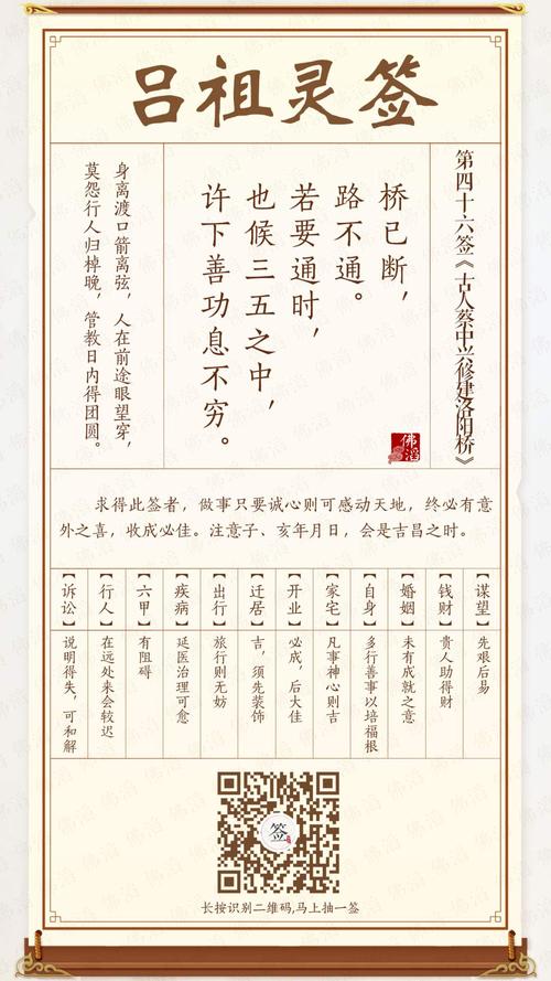 吕祖灵签46签解签