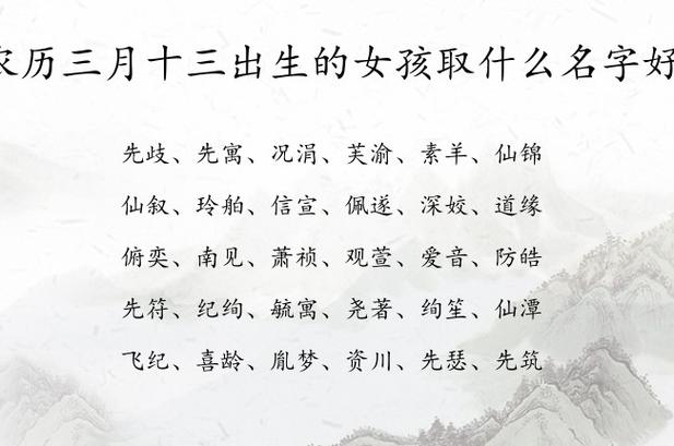 2020年农历三月十三出生女宝宝好听名字大全