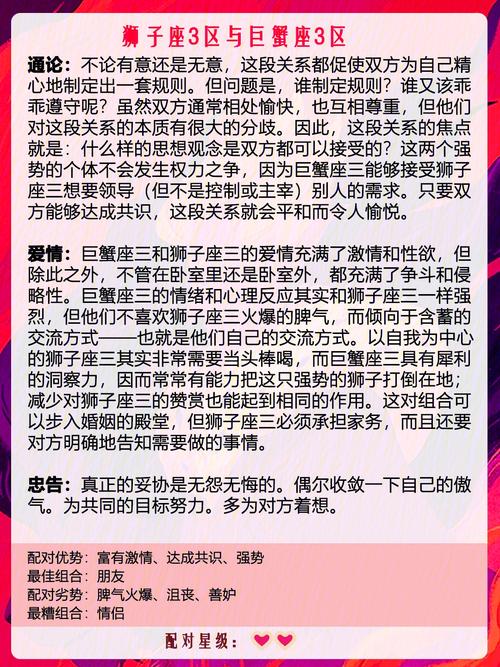 狮子男巨蟹女配对指数