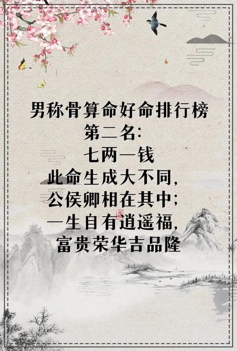 男命称骨学说好命排行榜